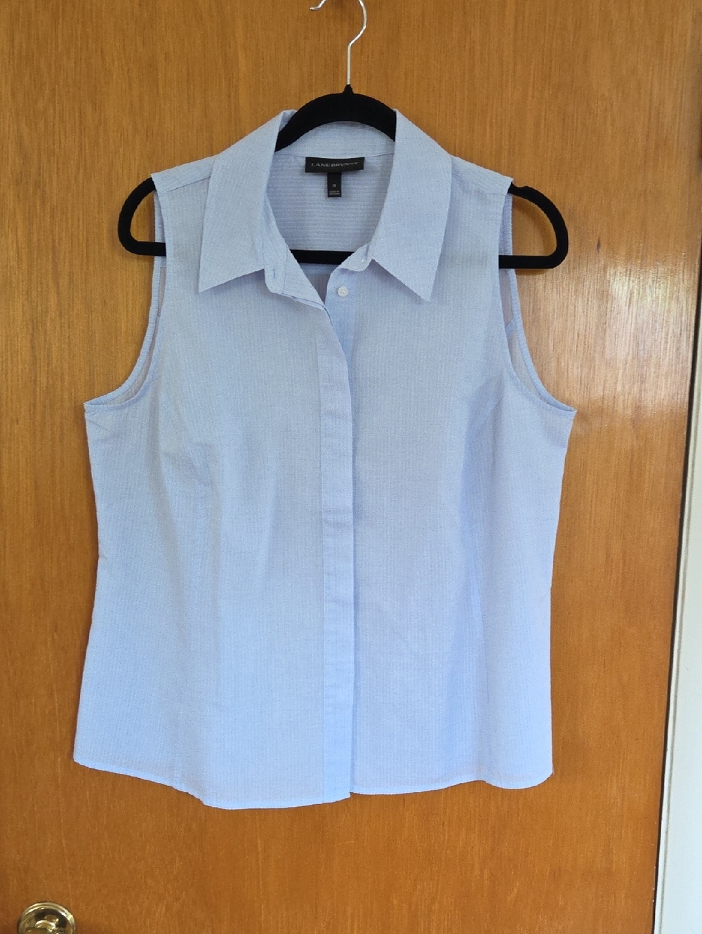 Lane Bryant Light Blue Sleeveless Button-Down Collared Top
